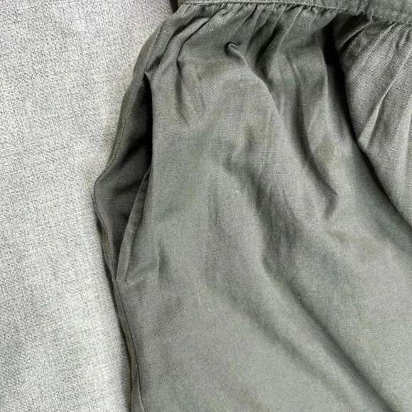 The Shanty Corporation Midi Dress Olive Green Cotton Flax Cottage - Picture 9 of 11